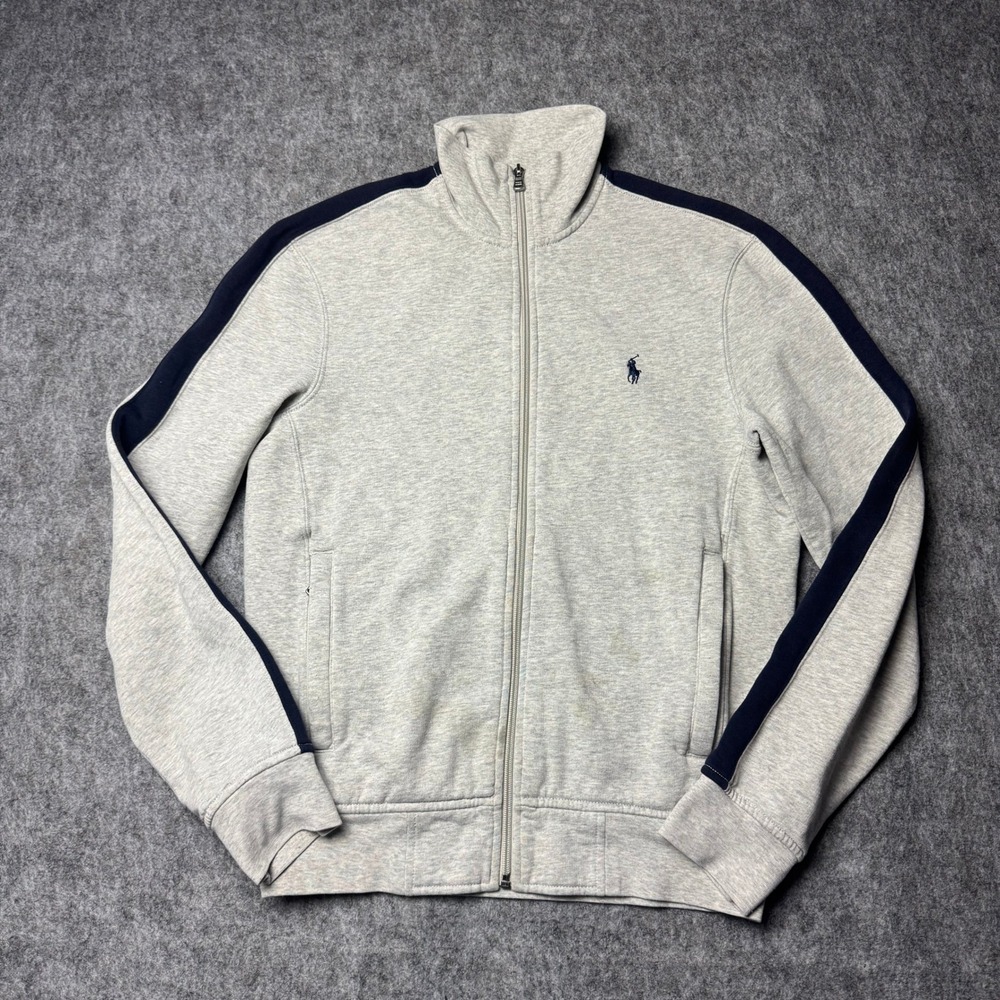 Polo Ralph Lauren Full Zip Track Jacket Gray Navy Pony Logo Men's S